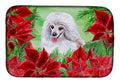 Medium White Poodle Poinsettas Dish Drying Mat Absorbent Dish Drying Mat Pad for Kitchen Counter Dish Drainer Mat for Countertop, 14 x 21", Multicolor