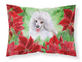 Medium White Poodle Poinsettas Standard Pillowcase Lightweight Super Soft Easy Care Decorative Artwork Pillowcase, Standard