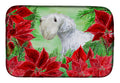 Sealyham Terrier Poinsettas Dish Drying Mat Absorbent Dish Drying Mat Pad for Kitchen Counter Dish Drainer Mat for Countertop, 14 x 21", Multicolor