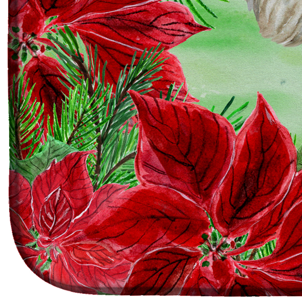 Sealyham Terrier Poinsettas Dish Drying Mat Absorbent Dish Drying Mat Pad for Kitchen Counter Dish Drainer Mat for Countertop, 14 x 21", Multicolor