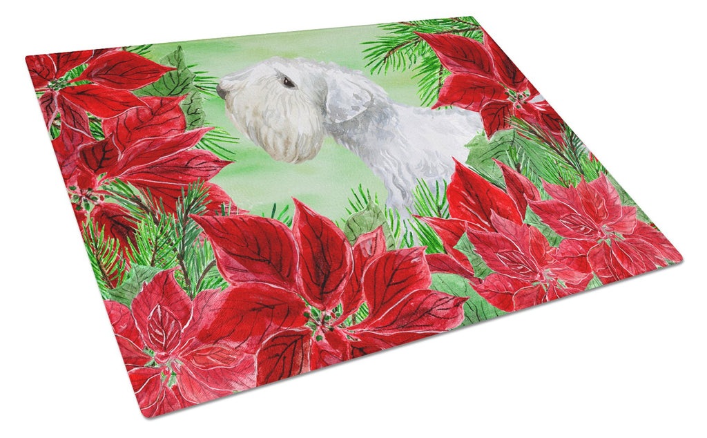 Sealyham Terrier Poinsettas Cutting Board Tempered Glass Kitchen Cutting Surface, Heat Resistant Chopping, Non-Slip Feet, Food Prep & Serving