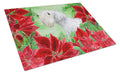Sealyham Terrier Poinsettas Cutting Board Tempered Glass Kitchen Cutting Surface, Heat Resistant Chopping, Non-Slip Feet, Food Prep & Serving