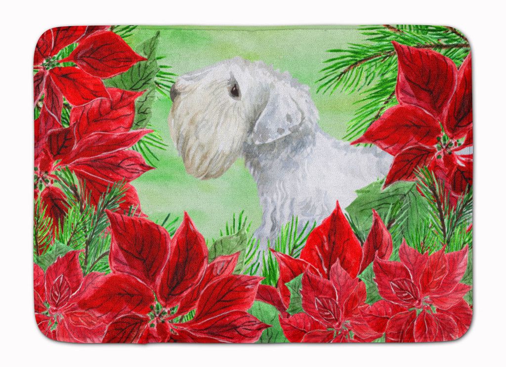 Sealyham Terrier Poinsettas Memory Foam Kitchen Mat Machine Washable Anti-Fatigue Cushion Comfort Bath or Kitchen Rug