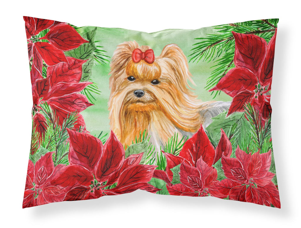 Yorkshire Terrier Poinsettas Standard Pillowcase Lightweight Super Soft Easy Care Decorative Artwork Pillowcase, Standard