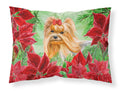 Yorkshire Terrier Poinsettas Standard Pillowcase Lightweight Super Soft Easy Care Decorative Artwork Pillowcase, Standard