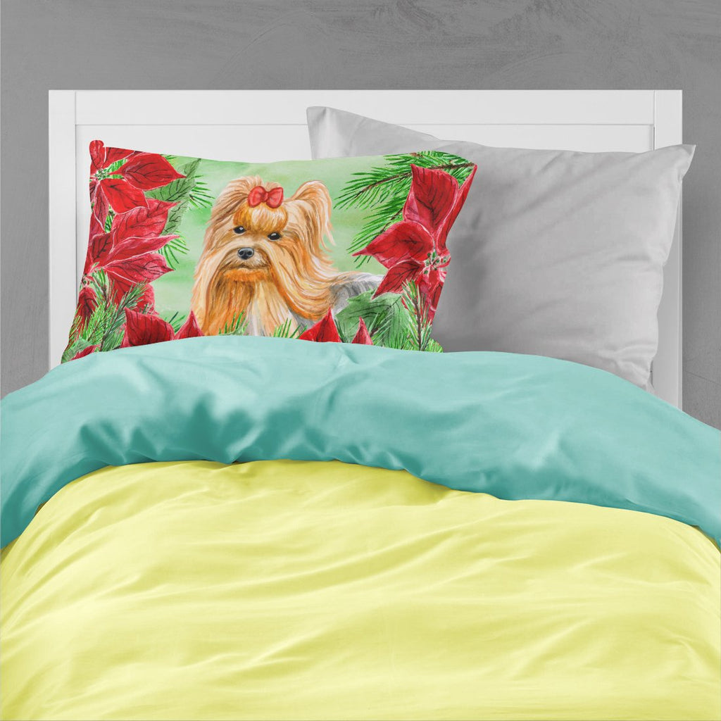 Yorkshire Terrier Poinsettas Standard Pillowcase Lightweight Super Soft Easy Care Decorative Artwork Pillowcase, Standard