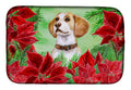 Beagle Poinsettas Dish Drying Mat Absorbent Dish Drying Mat Pad for Kitchen Counter Dish Drainer Mat for Countertop, 14 x 21", Multicolor
