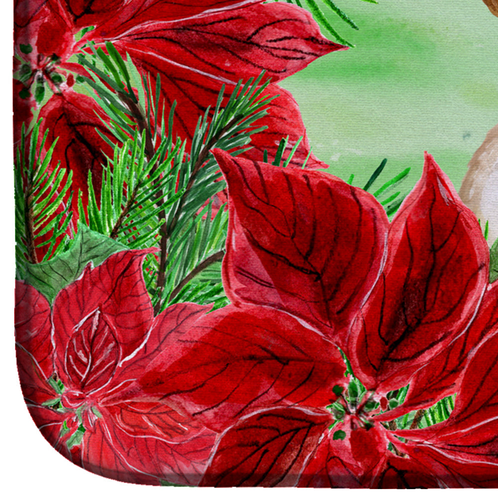 Beagle Poinsettas Dish Drying Mat Absorbent Dish Drying Mat Pad for Kitchen Counter Dish Drainer Mat for Countertop, 14 x 21", Multicolor