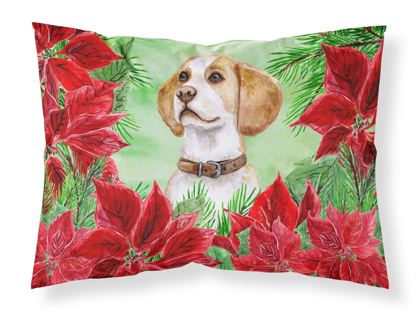 Beagle Poinsettas Standard Pillowcase Lightweight Super Soft Easy Care Decorative Artwork Pillowcase, Standard