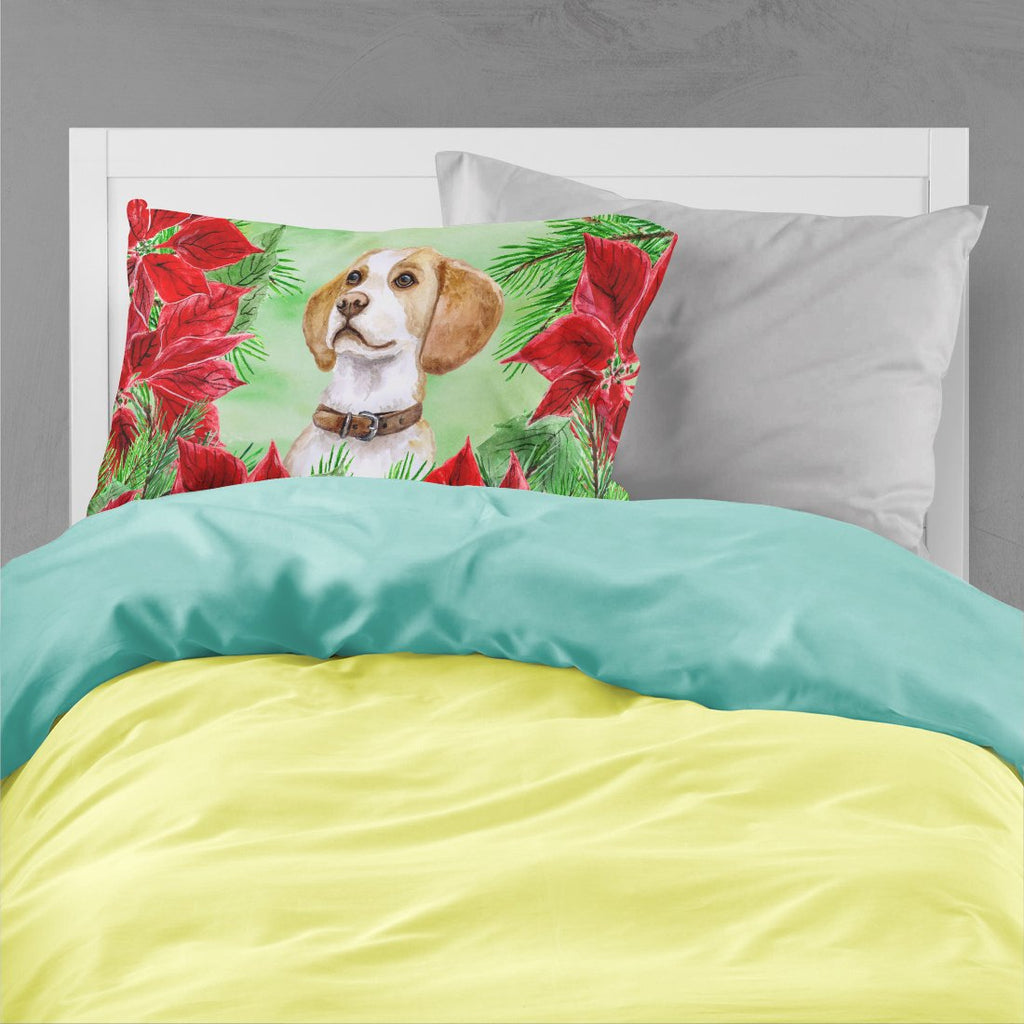 Beagle Poinsettas Standard Pillowcase Lightweight Super Soft Easy Care Decorative Artwork Pillowcase, Standard