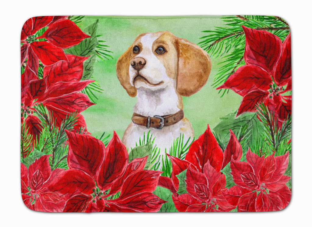 Beagle Poinsettas Memory Foam Kitchen Mat Machine Washable Anti-Fatigue Cushion Comfort Bath or Kitchen Rug
