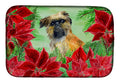 Brussels Griffon Poinsettas Dish Drying Mat Absorbent Dish Drying Mat Pad for Kitchen Counter Dish Drainer Mat for Countertop, 14 x 21", Multicolor