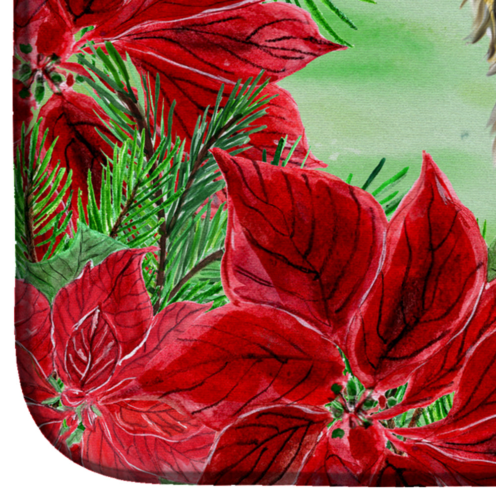 Brussels Griffon Poinsettas Dish Drying Mat Absorbent Dish Drying Mat Pad for Kitchen Counter Dish Drainer Mat for Countertop, 14 x 21", Multicolor