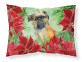 Brussels Griffon Poinsettas Standard Pillowcase Lightweight Super Soft Easy Care Decorative Artwork Pillowcase, Standard