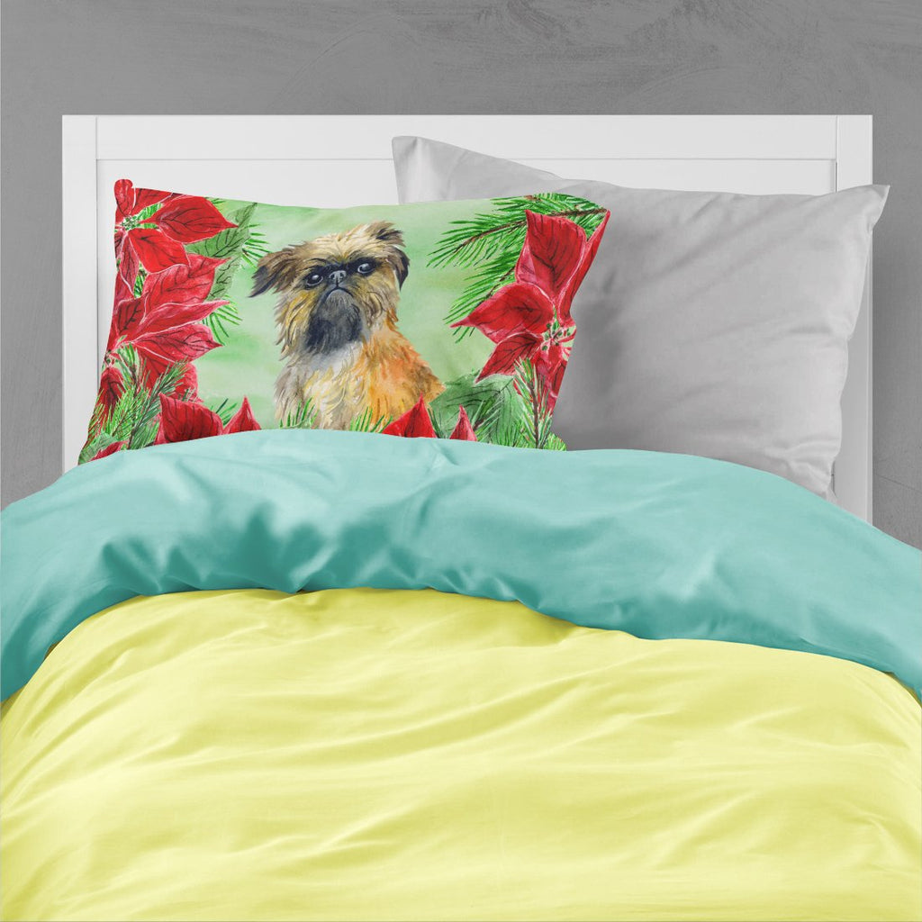 Brussels Griffon Poinsettas Standard Pillowcase Lightweight Super Soft Easy Care Decorative Artwork Pillowcase, Standard