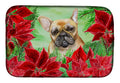 French Bulldog Poinsettas Dish Drying Mat Absorbent Dish Drying Mat Pad for Kitchen Counter Dish Drainer Mat for Countertop, 14 x 21", Multicolor