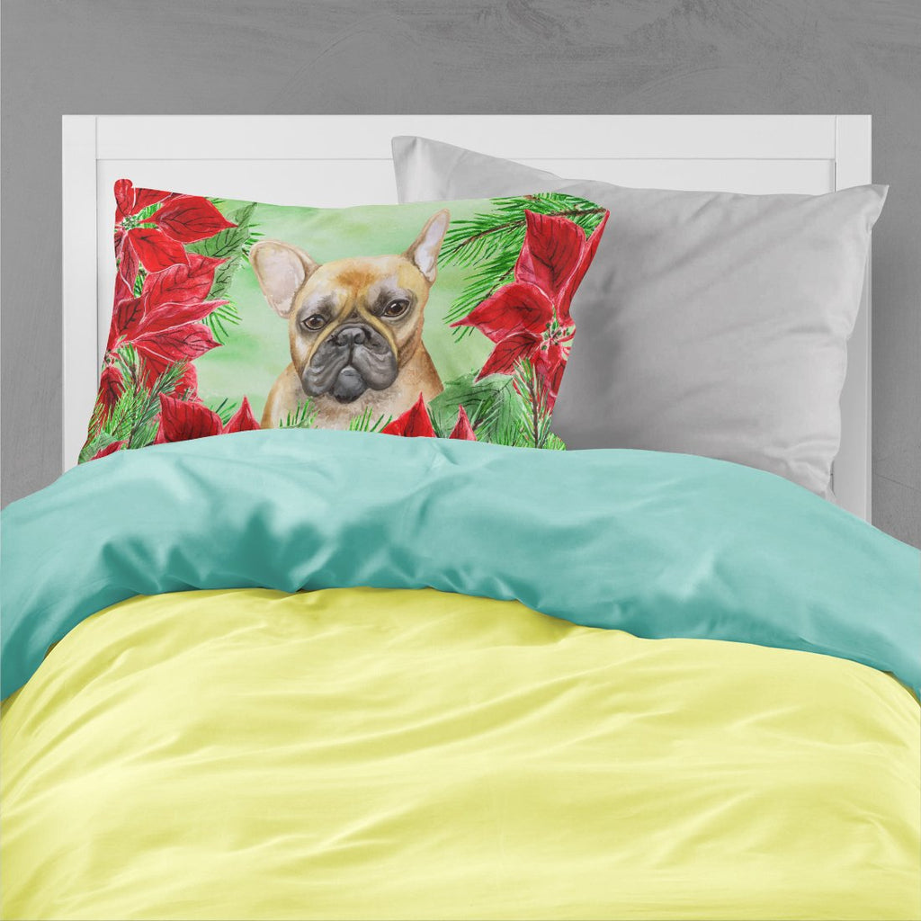French Bulldog Poinsettas Standard Pillowcase Lightweight Super Soft Easy Care Decorative Artwork Pillowcase, Standard