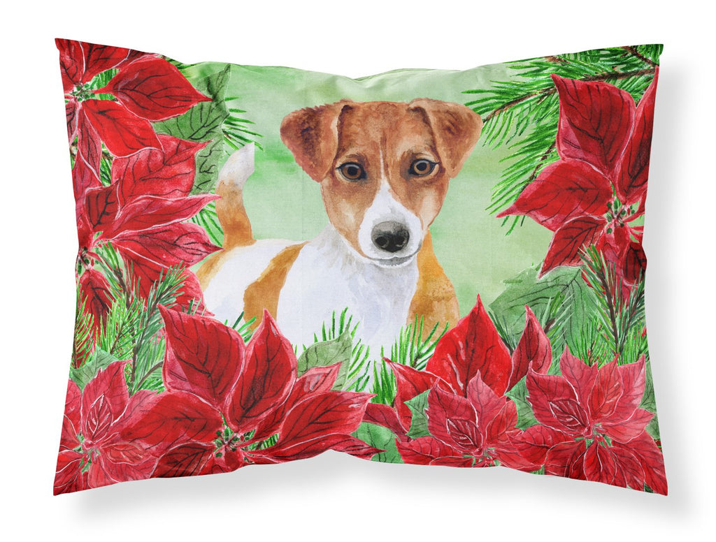 Jack Russell Terrier Poinsettas Standard Pillowcase Lightweight Super Soft Easy Care Decorative Artwork Pillowcase, Standard