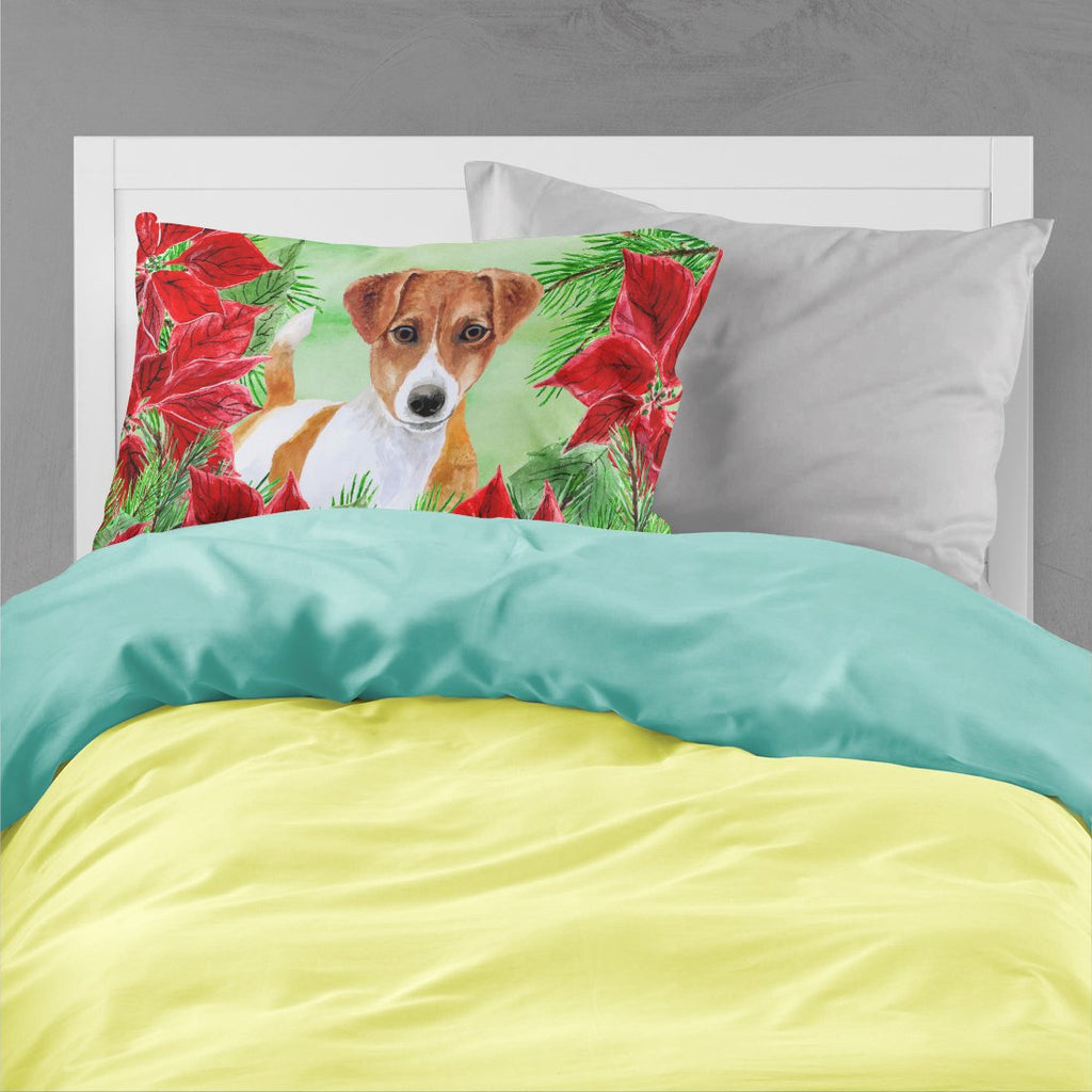 Jack Russell Terrier Poinsettas Standard Pillowcase Lightweight Super Soft Easy Care Decorative Artwork Pillowcase, Standard
