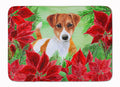 Jack Russell Terrier Poinsettas Memory Foam Kitchen Mat Machine Washable Anti-Fatigue Cushion Comfort Bath or Kitchen Rug
