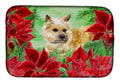 Cairn Terrier Poinsettas Dish Drying Mat Absorbent Dish Drying Mat Pad for Kitchen Counter Dish Drainer Mat for Countertop, 14 x 21", Multicolor