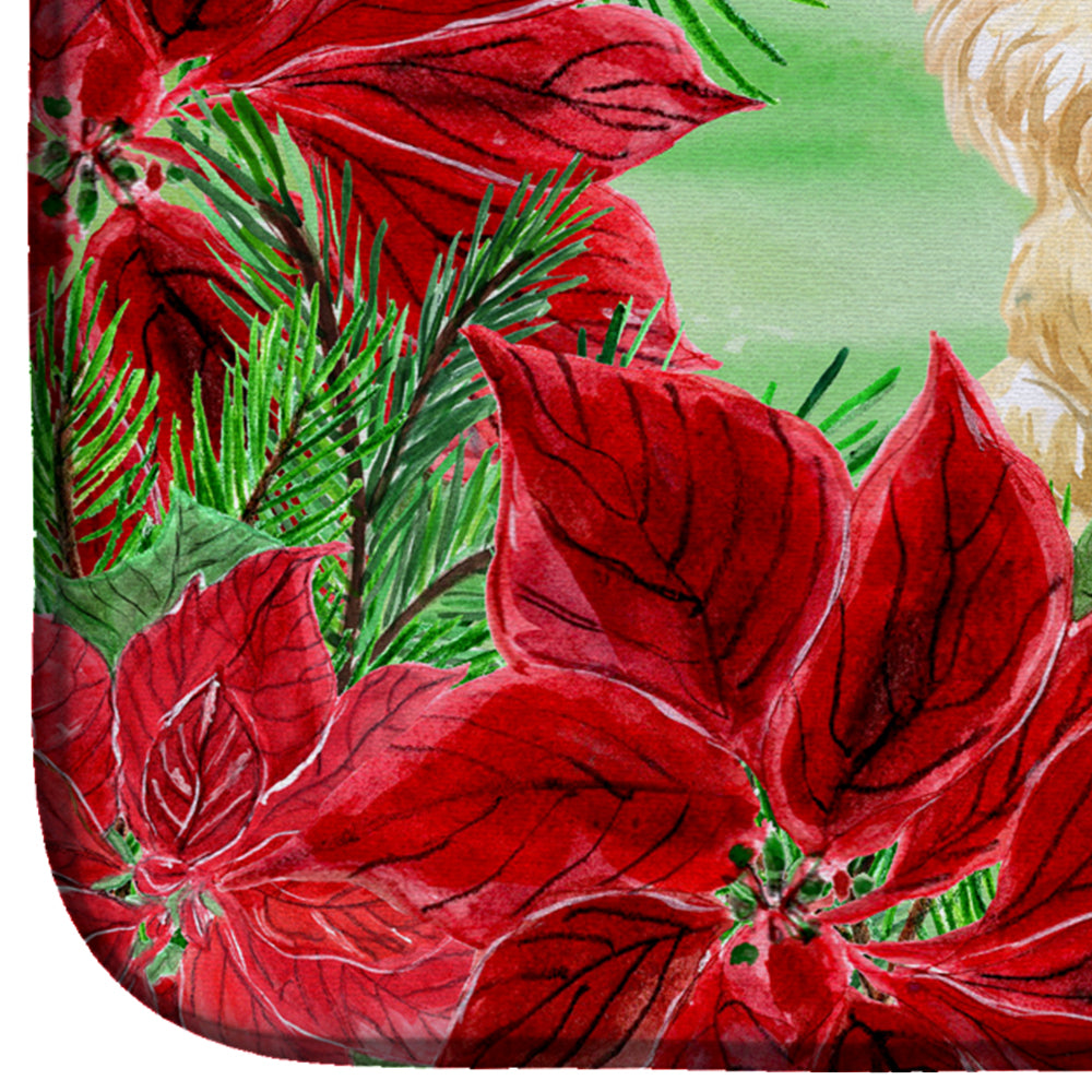 Cairn Terrier Poinsettas Dish Drying Mat Absorbent Dish Drying Mat Pad for Kitchen Counter Dish Drainer Mat for Countertop, 14 x 21", Multicolor