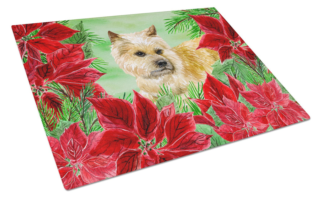 Cairn Terrier Poinsettas Cutting Board Tempered Glass Kitchen Cutting Surface, Heat Resistant Chopping, Non-Slip Feet, Food Prep & Serving