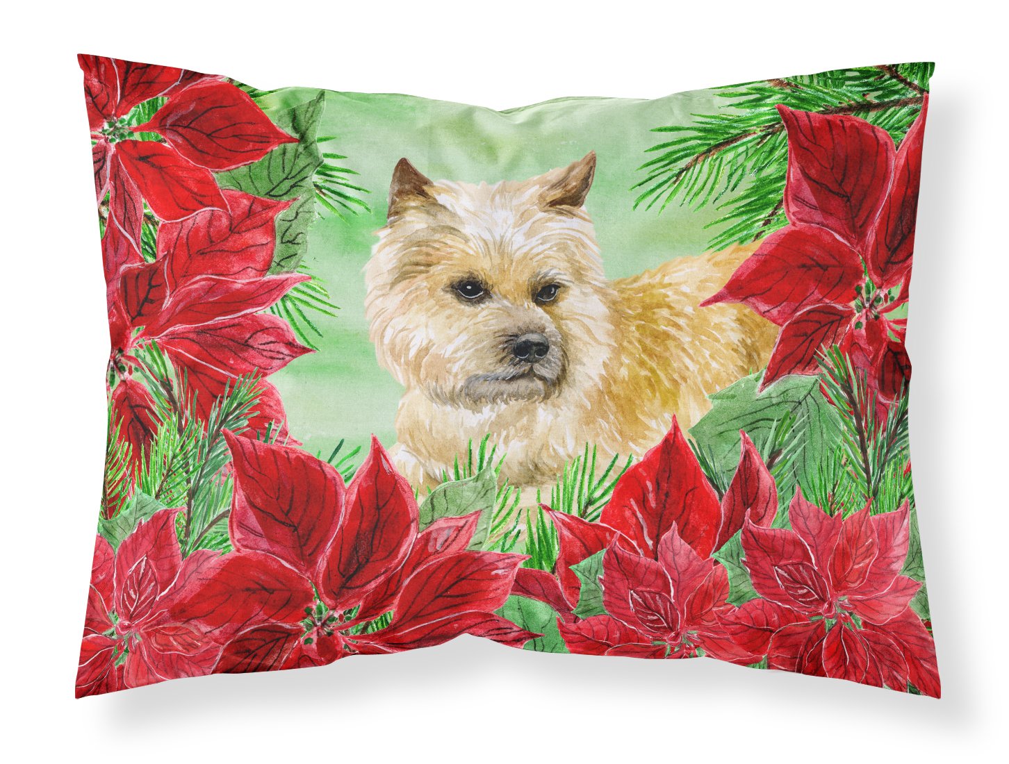 Cairn Terrier Poinsettas Standard Pillowcase Lightweight Super Soft Easy Care Decorative Artwork Pillowcase, Standard
