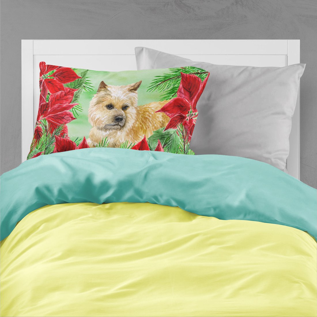 Cairn Terrier Poinsettas Standard Pillowcase Lightweight Super Soft Easy Care Decorative Artwork Pillowcase, Standard