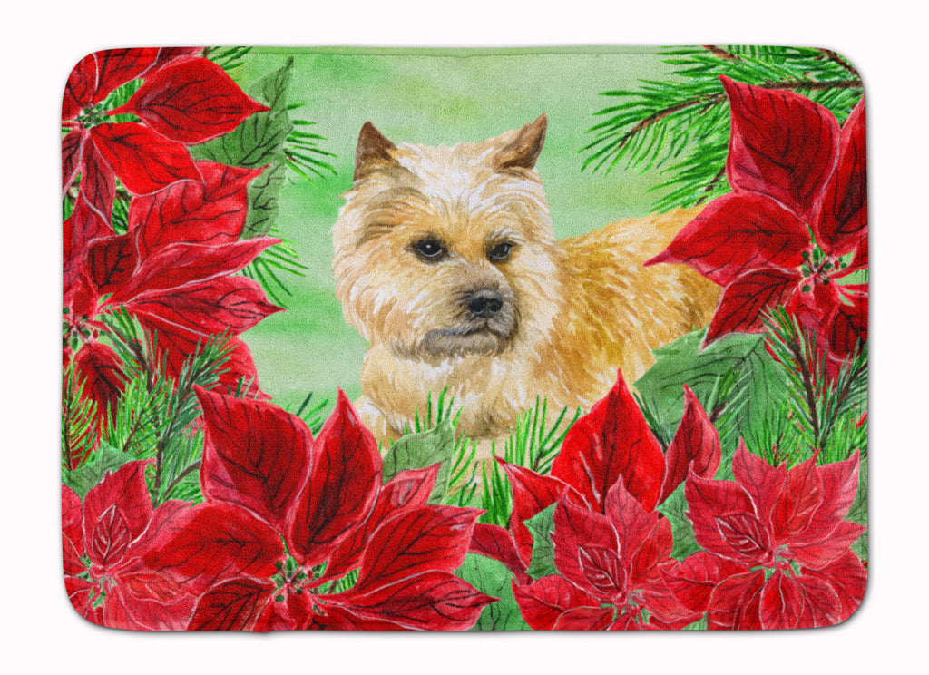 Cairn Terrier Poinsettas Memory Foam Kitchen Mat Machine Washable Anti-Fatigue Cushion Comfort Bath or Kitchen Rug