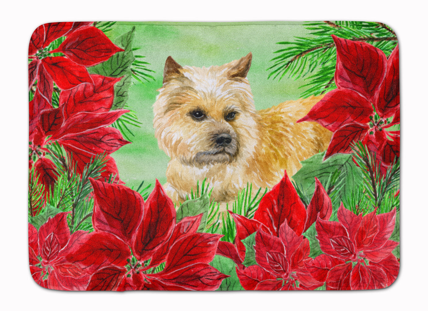 Cairn Terrier Poinsettas Memory Foam Kitchen Mat Machine Washable Anti-Fatigue Cushion Comfort Bath or Kitchen Rug
