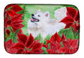 Samoyed Poinsettas Dish Drying Mat Absorbent Dish Drying Mat Pad for Kitchen Counter Dish Drainer Mat for Countertop, 14 x 21", Multicolor