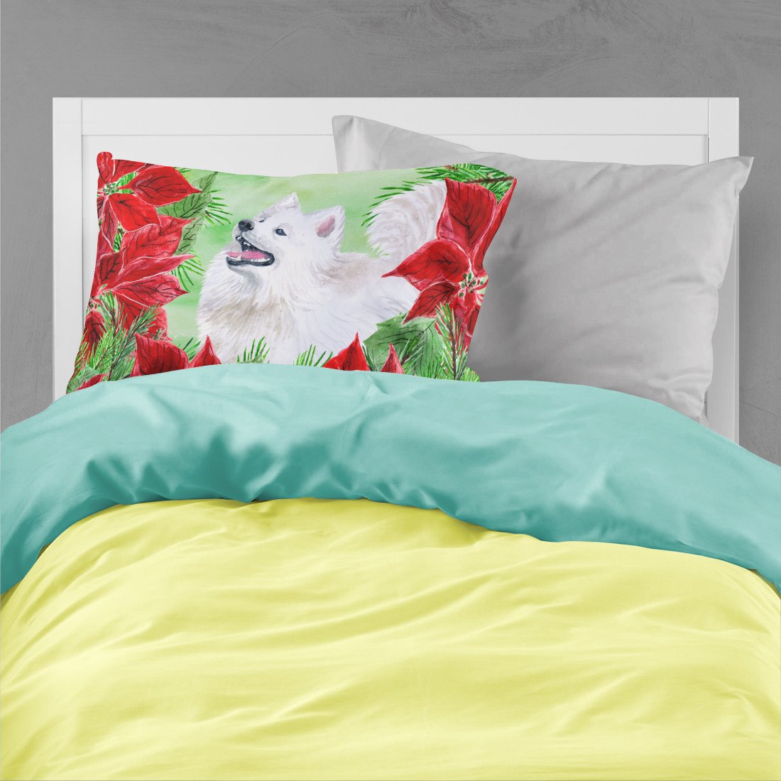 Samoyed Poinsettas Standard Pillowcase Lightweight Super Soft Easy Care Decorative Artwork Pillowcase, Standard
