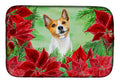 Basenji Poinsettas Dish Drying Mat Absorbent Dish Drying Mat Pad for Kitchen Counter Dish Drainer Mat for Countertop, 14 x 21", Multicolor