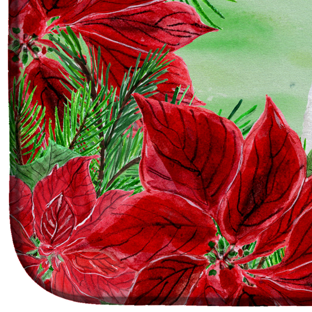 Basenji Poinsettas Dish Drying Mat Absorbent Dish Drying Mat Pad for Kitchen Counter Dish Drainer Mat for Countertop, 14 x 21", Multicolor