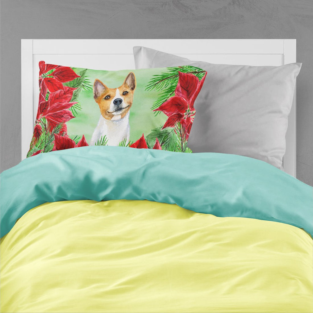 Basenji Poinsettas Standard Pillowcase Lightweight Super Soft Easy Care Decorative Artwork Pillowcase, Standard