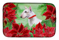 Bull Terrier Poinsettas Dish Drying Mat Absorbent Dish Drying Mat Pad for Kitchen Counter Dish Drainer Mat for Countertop, 14 x 21", Multicolor