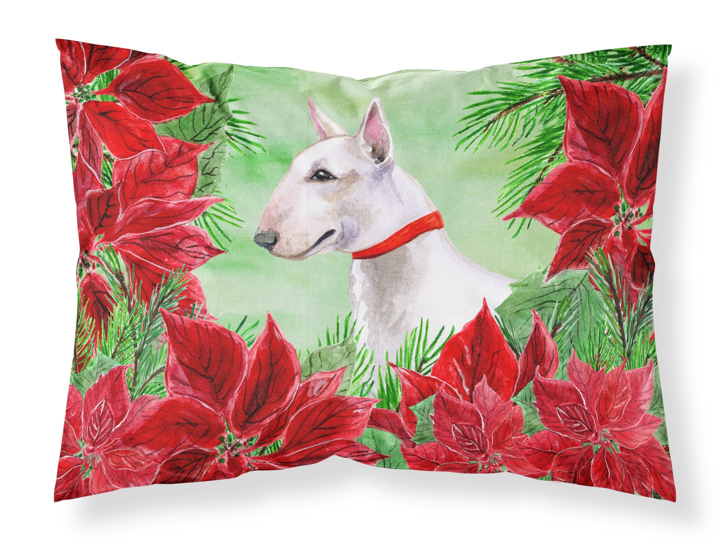 Bull Terrier Poinsettas Standard Pillowcase Lightweight Super Soft Easy Care Decorative Artwork Pillowcase, Standard