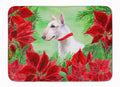 Bull Terrier Poinsettas Memory Foam Kitchen Mat Machine Washable Anti-Fatigue Cushion Comfort Bath or Kitchen Rug