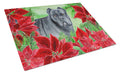 Cane Corso Poinsettas Cutting Board Tempered Glass Kitchen Cutting Surface, Heat Resistant Chopping, Non-Slip Feet, Food Prep & Serving