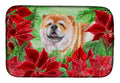 Chow Chow Poinsettas Dish Drying Mat Absorbent Dish Drying Mat Pad for Kitchen Counter Dish Drainer Mat for Countertop, 14 x 21", Multicolor