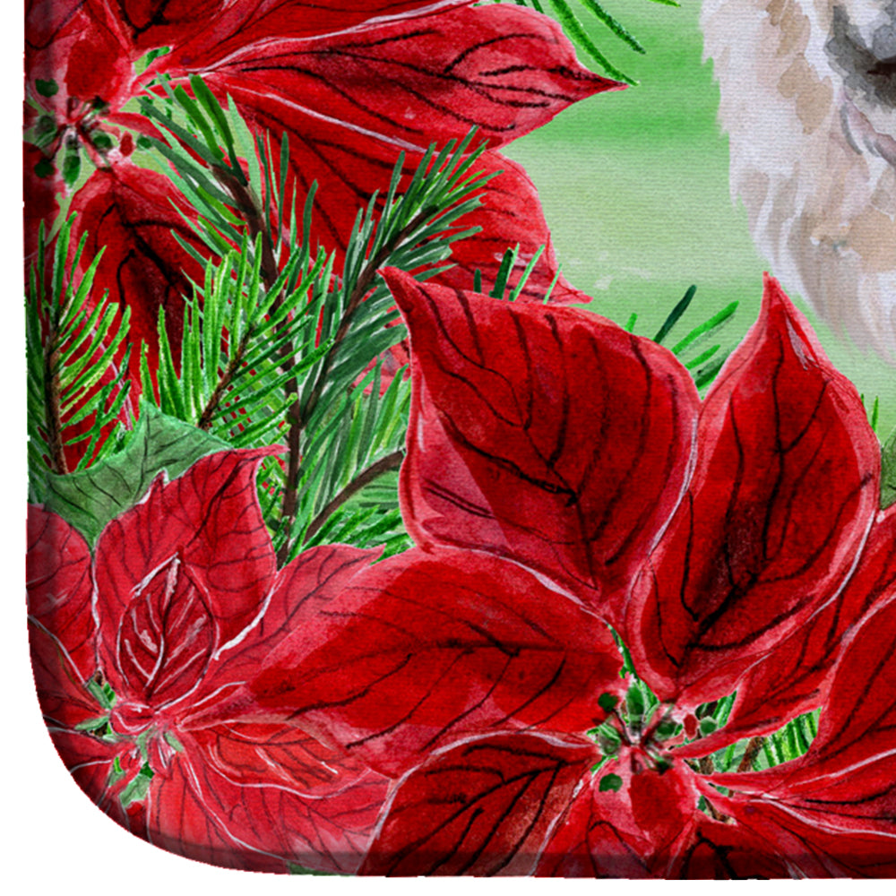 Chow Chow Poinsettas Dish Drying Mat Absorbent Dish Drying Mat Pad for Kitchen Counter Dish Drainer Mat for Countertop, 14 x 21", Multicolor