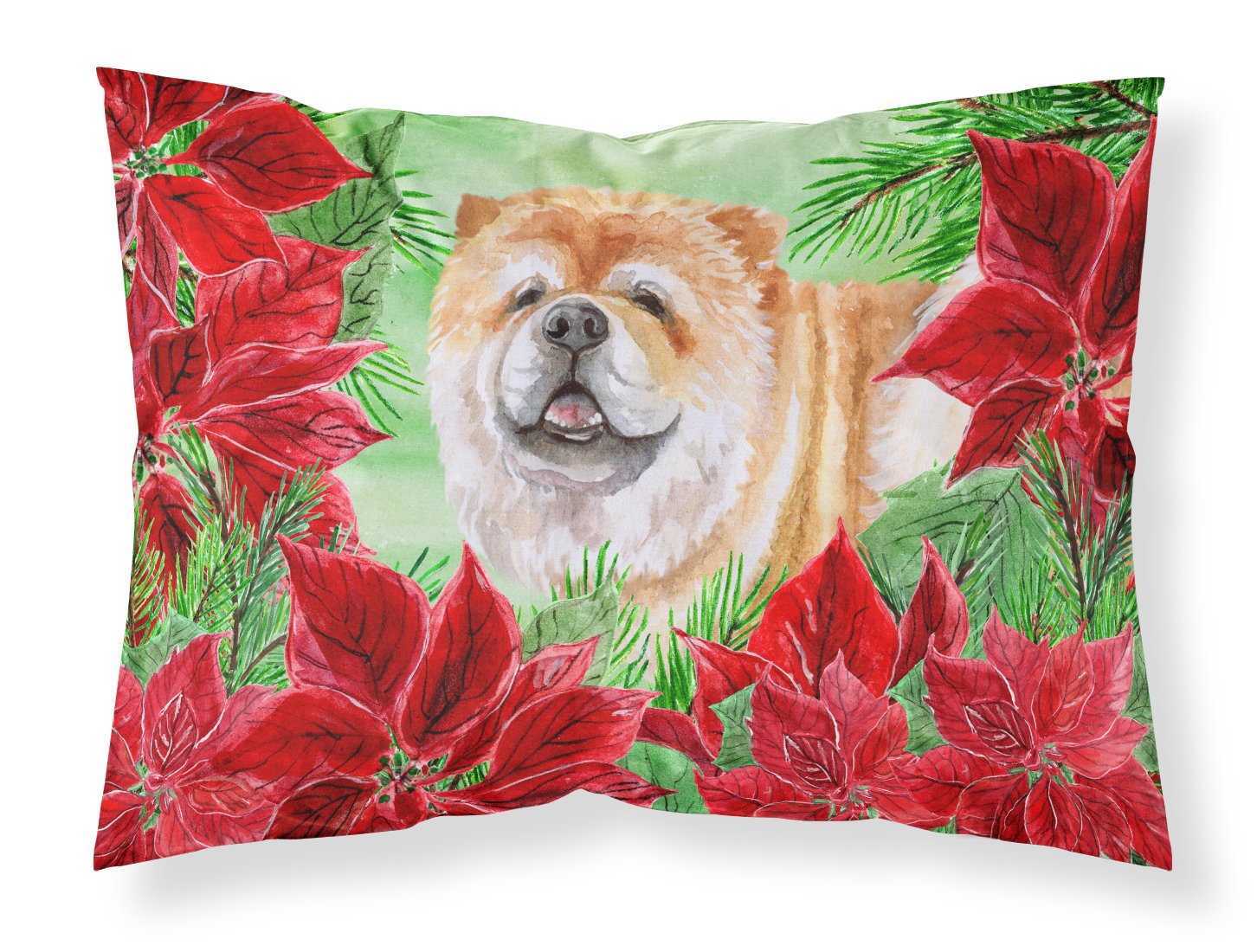 Chow Chow Poinsettas Standard Pillowcase Lightweight Super Soft Easy Care Decorative Artwork Pillowcase, Standard