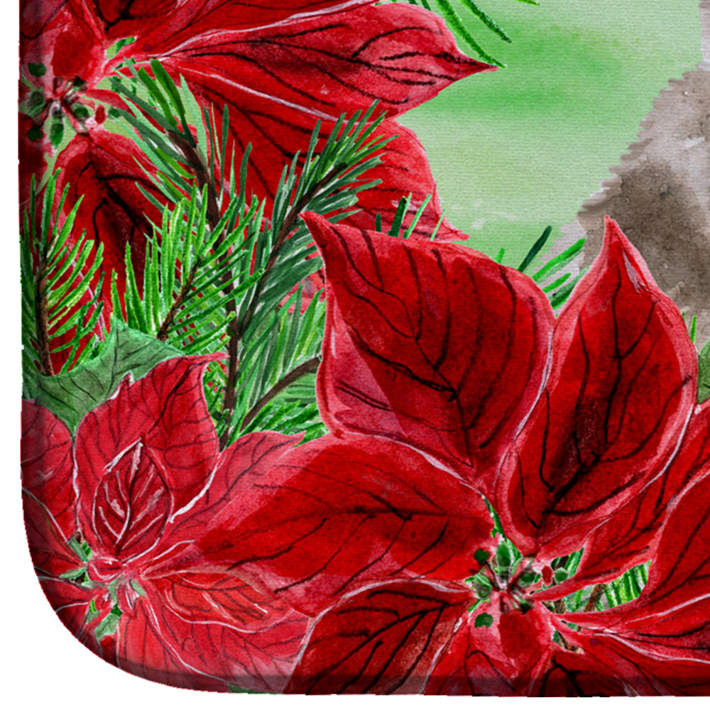Siberian Husky Grey Poinsettas Dish Drying Mat Absorbent Dish Drying Mat Pad for Kitchen Counter Dish Drainer Mat for Countertop, 14 x 21", Multicolor