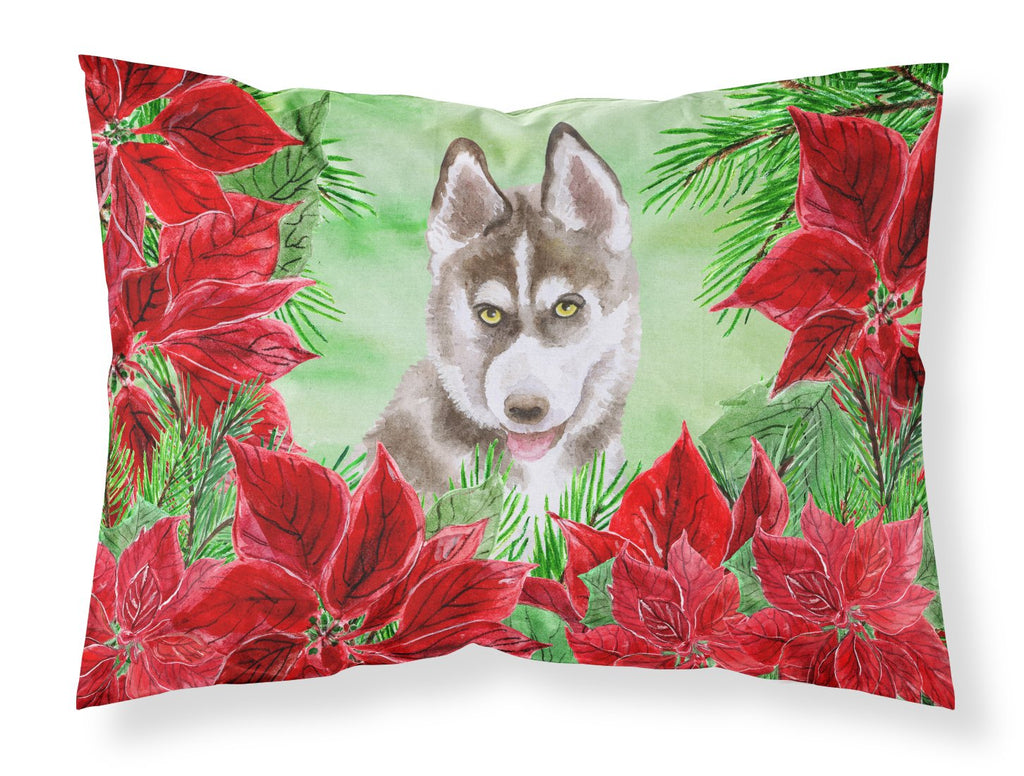 Siberian Husky Grey Poinsettas Standard Pillowcase Lightweight Super Soft Easy Care Decorative Artwork Pillowcase, Standard