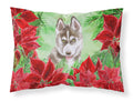 Siberian Husky Grey Poinsettas Standard Pillowcase Lightweight Super Soft Easy Care Decorative Artwork Pillowcase, Standard