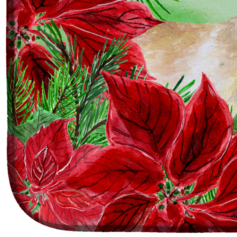 Chihuahua Leg up Poinsettas Dish Drying Mat Absorbent Dish Drying Mat Pad for Kitchen Counter Dish Drainer Mat for Countertop, 14 x 21", Multicolor