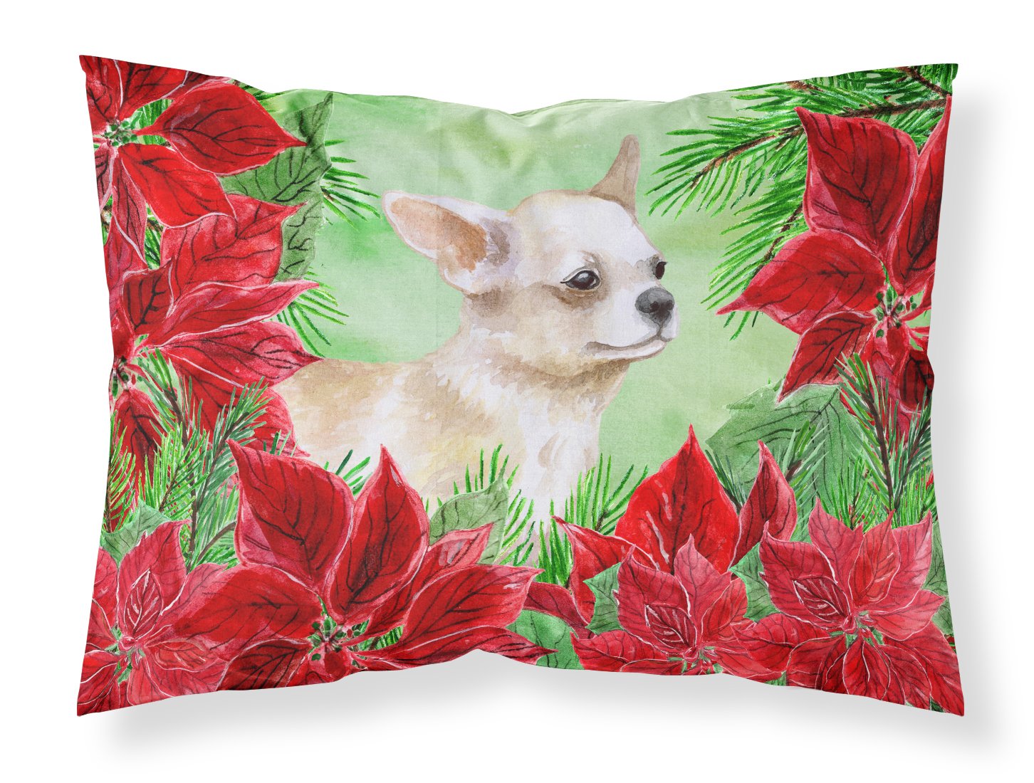 Chihuahua Leg up Poinsettas Standard Pillowcase Lightweight Super Soft Easy Care Decorative Artwork Pillowcase, Standard