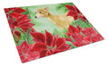 Italian Greyhound Poinsettas Cutting Board Tempered Glass Kitchen Cutting Surface, Heat Resistant Chopping, Non-Slip Feet, Food Prep & Serving
