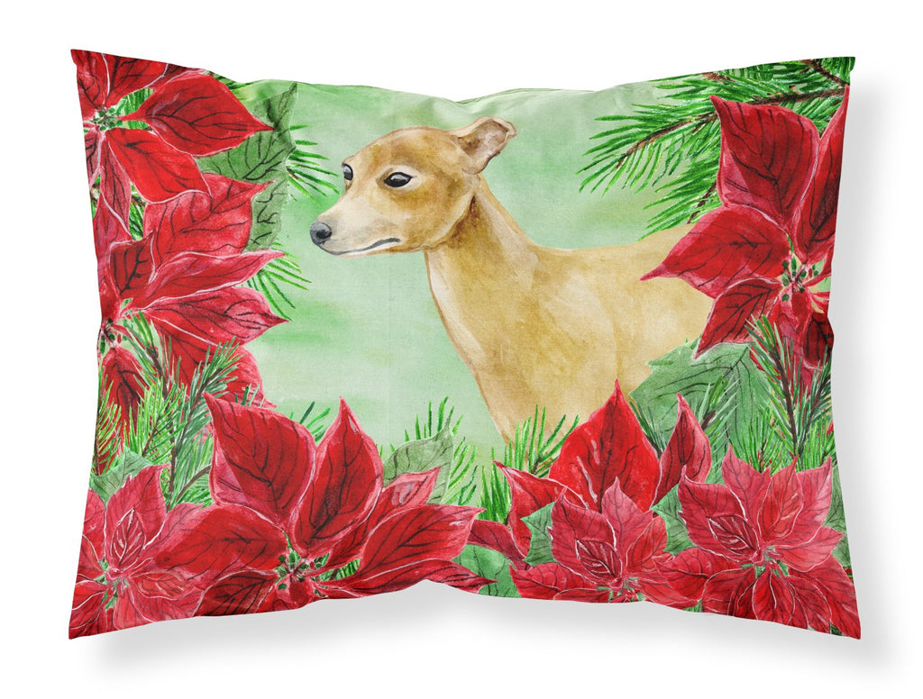 Italian Greyhound Poinsettas Standard Pillowcase Lightweight Super Soft Easy Care Decorative Artwork Pillowcase, Standard